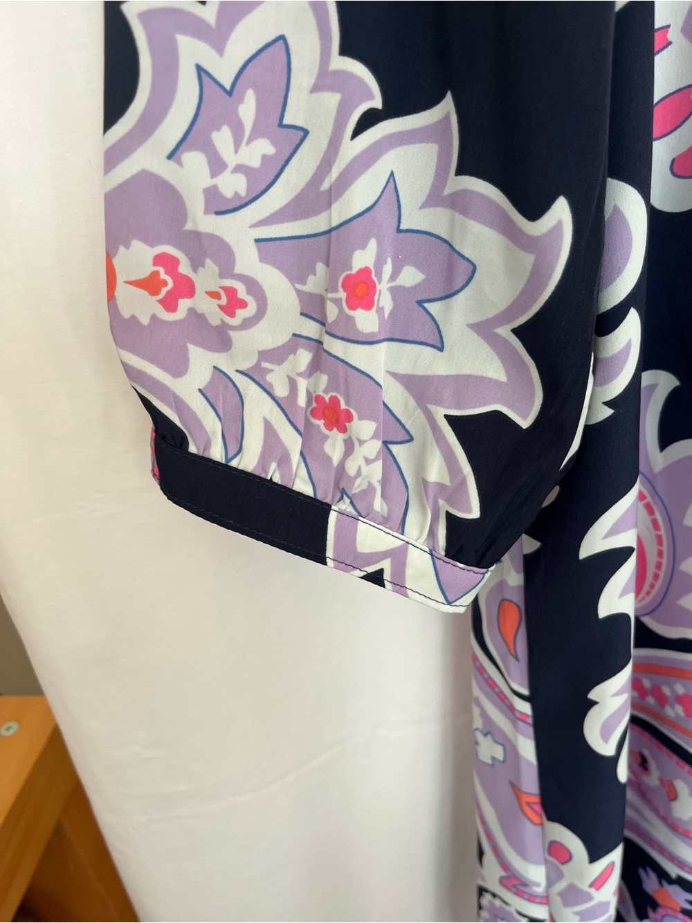 Gap Navy Purple Paisley 3/4 Sleeve Shift Tunic Dress with Pockets Large - Picture 10 of 11